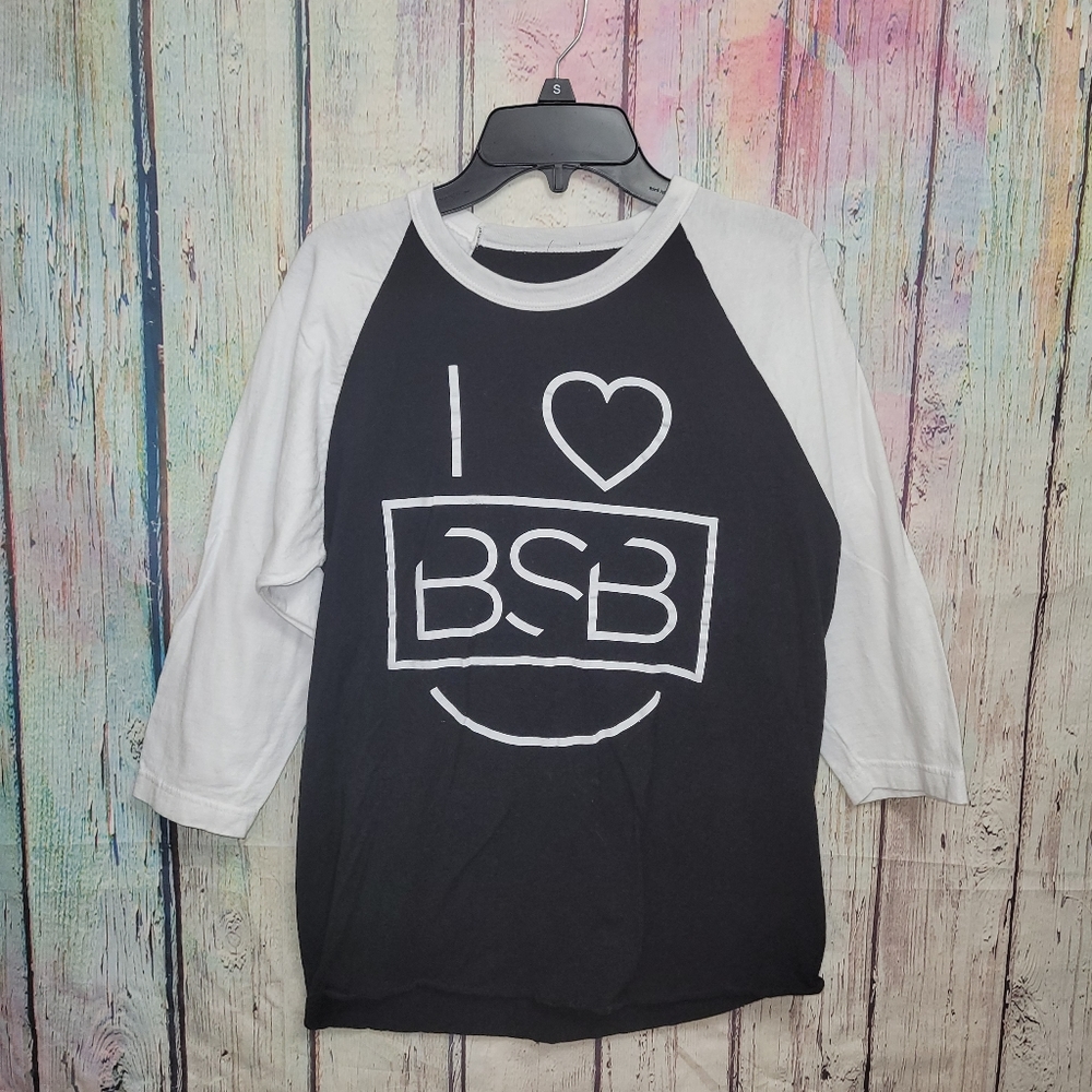 Backstreet BOYS Black and White Graphic Raglan Tee